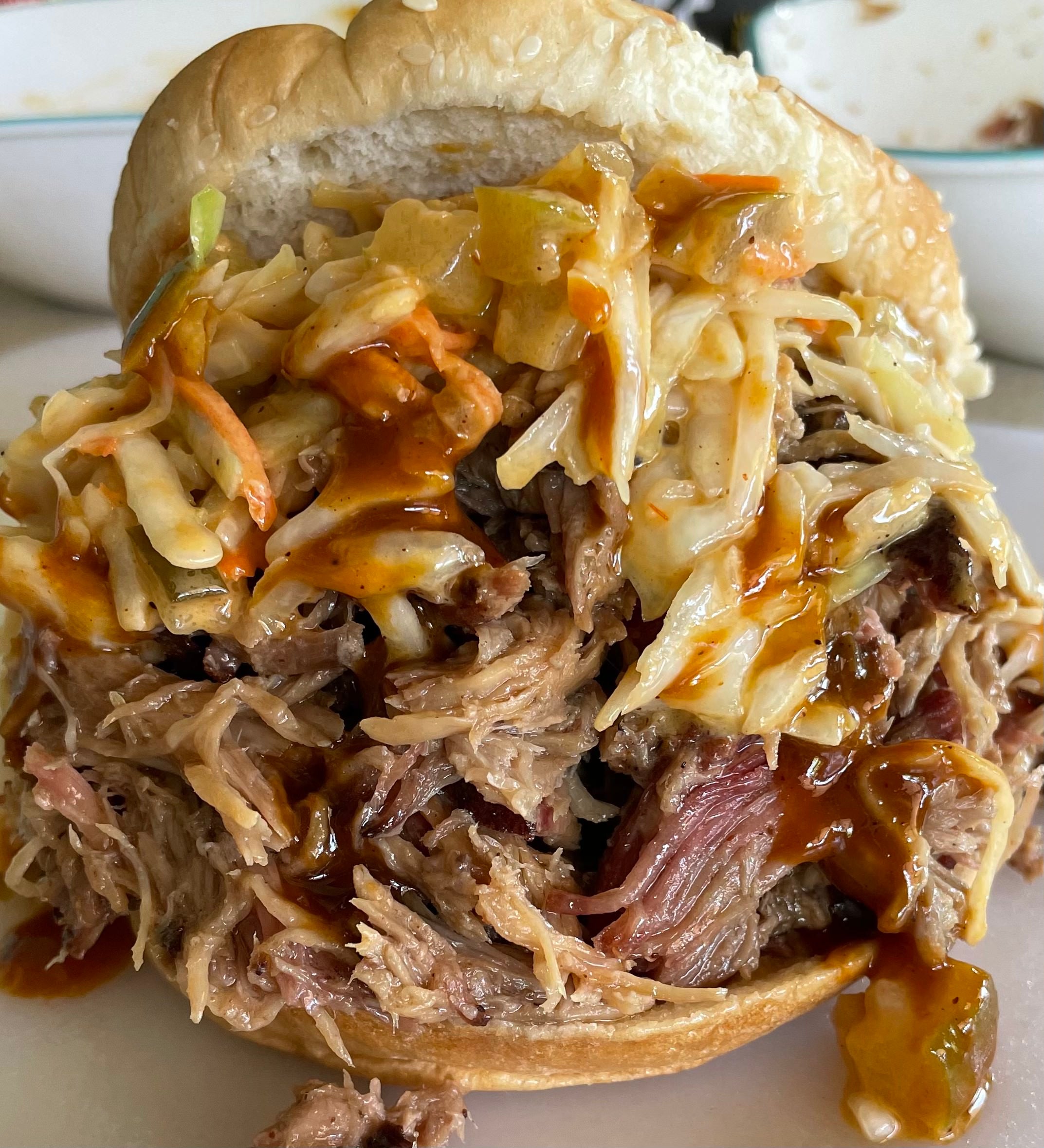 Classic Southern-Style Pulled Pork Sandwich with Honey Gold Coleslaw